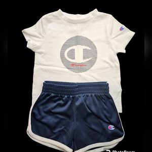 Champion White and Blue T-shirt/Shorts Combo 18 Months